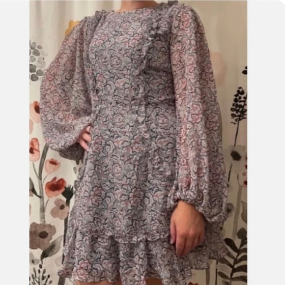 Saints & Secrets Floral Ruffled Balloon Sleeve Dress S - Picture 1 of 10